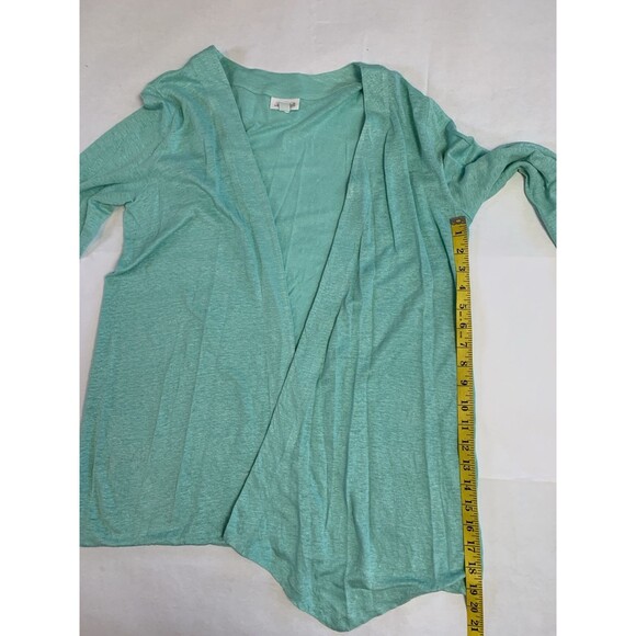 J. Jill Love Linen Open Front Cardigan Womens Size Small Green Long Sleeve - Picture 6 of 7